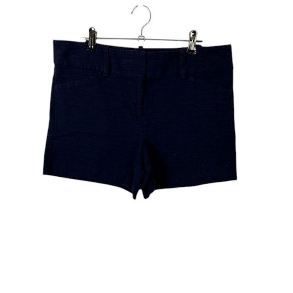 Ann Taylor Linen Blend Trouser Shorts Navy Blue Pockets Dress Shorts‎ Size 8